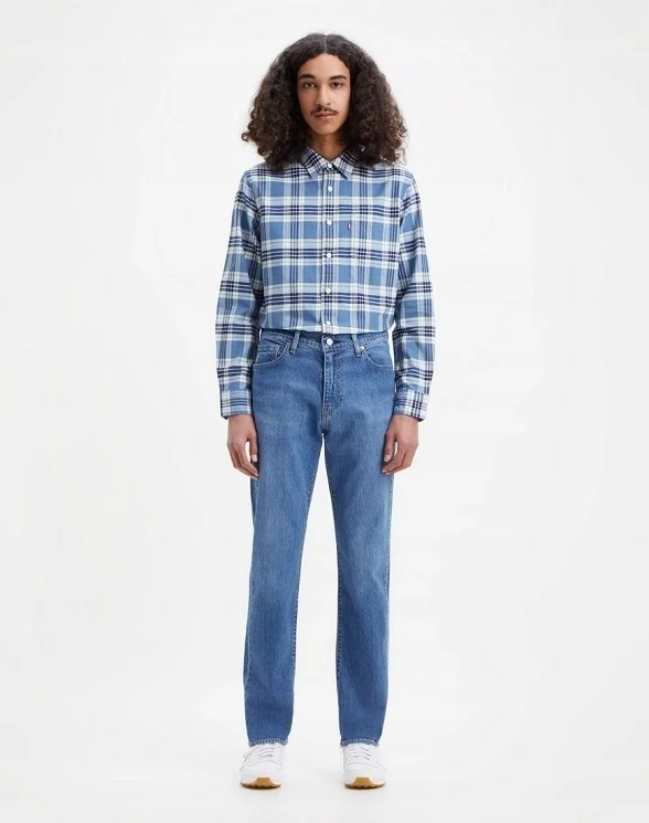 LEVI'S NIEBIESKIE JEANSY PROSTE Z PRZETARCIAMI Z BAWEŁNY 33/32 2GA
