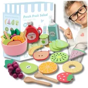 Zabawy w naśladowanie dorosłych - Drewniany Zestaw Owoców Miska widelce dla Dzieci Zabawka Sałata Edukacyjna - miniaturka - grafika 1
