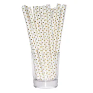 Słomki do napojów - Słomka papierowa metaliczna jumbo 1 cm srebrny / złoty 8 sztuk - miniaturka - grafika 1