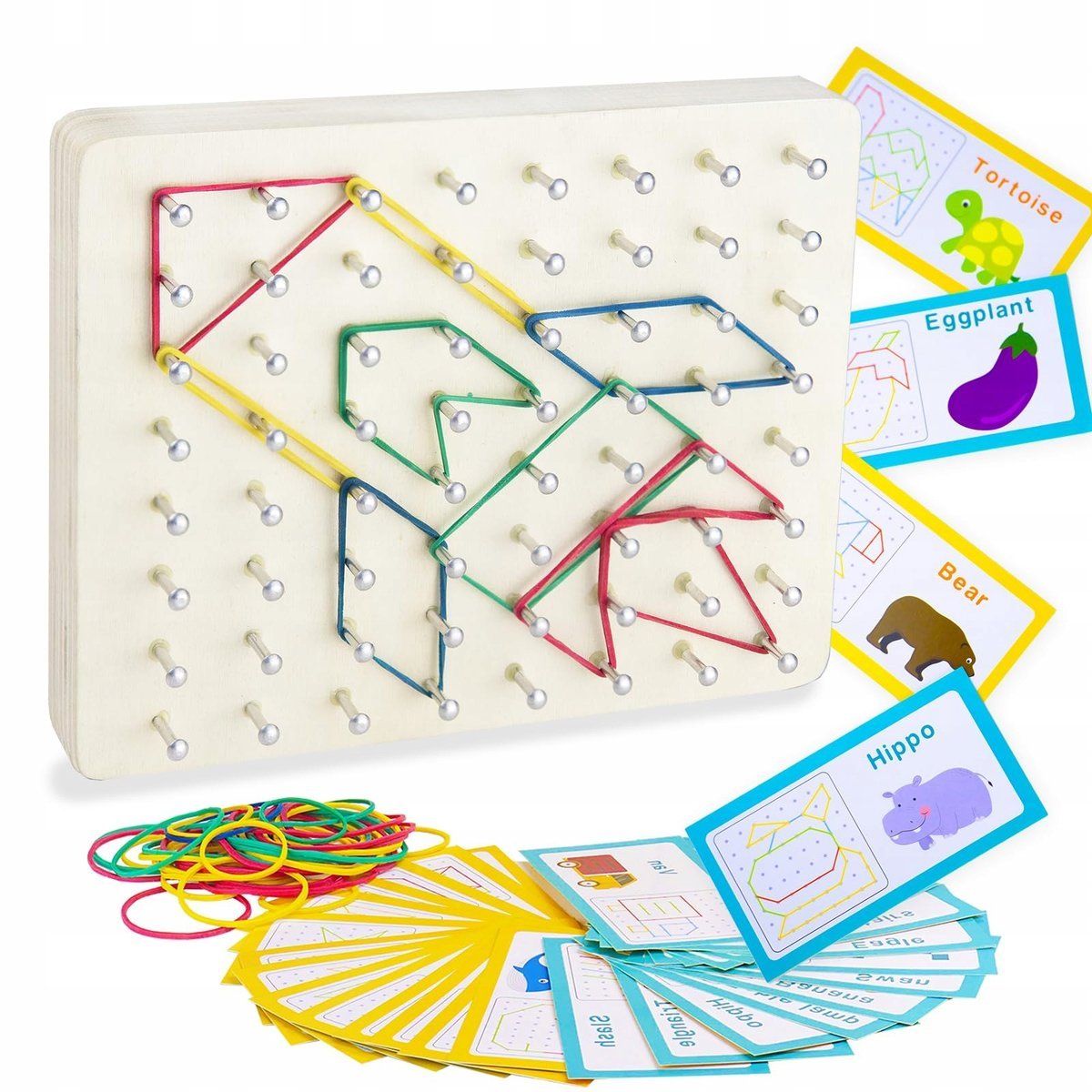 VINGAHOUSE Montessori Drewniana Geoboard Zabawka Edukacyjna 3+ Lat
