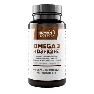Human Protect Omega 3 + D3K2 + E 60softgels Kwasy EPA DHA Witamina D3 K2 - Witaminy i minerały - miniaturka - grafika 1
