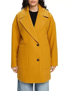 Płaszcze damskie - ESPRIT Z recyklingu: płaszcz z mieszanki wełny, żółty, M - grafika 1