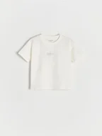 Bluzki dla niemowląt - Reserved - Bawełniany t-shirt - złamana biel - miniaturka - grafika 1