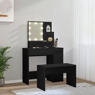 Toaletka z LED, czarna, materiał drewnopochodny Lumarko! - Toaletki - miniaturka - grafika 2