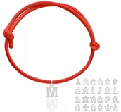 Bransoletki - Bransoletka sznurkowa czerwona z literką literka M lub INNE SREBRO 925 - miniaturka - grafika 1