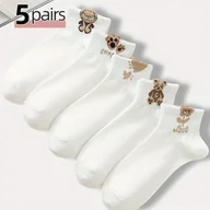 Inne - TEMU 5 par skarpetek z nadrukiem kwiatowymi, 95% poliester 5% spandex, dzianina, można prać w pralce, miękkie, oddychające, wygodne skarpetki z - miniaturka - grafika 1