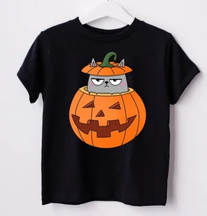 koszulka z dynią z kotem - Koszulki dla dziewczynek koszulka z dynią z kotem - Koszulki dla dziewczynek - miniaturka - grafika 1