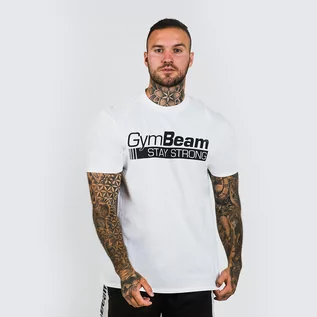 Koszulki sportowe męskie - GymBeam Koszulka Stay Strong White XXXL - grafika 1