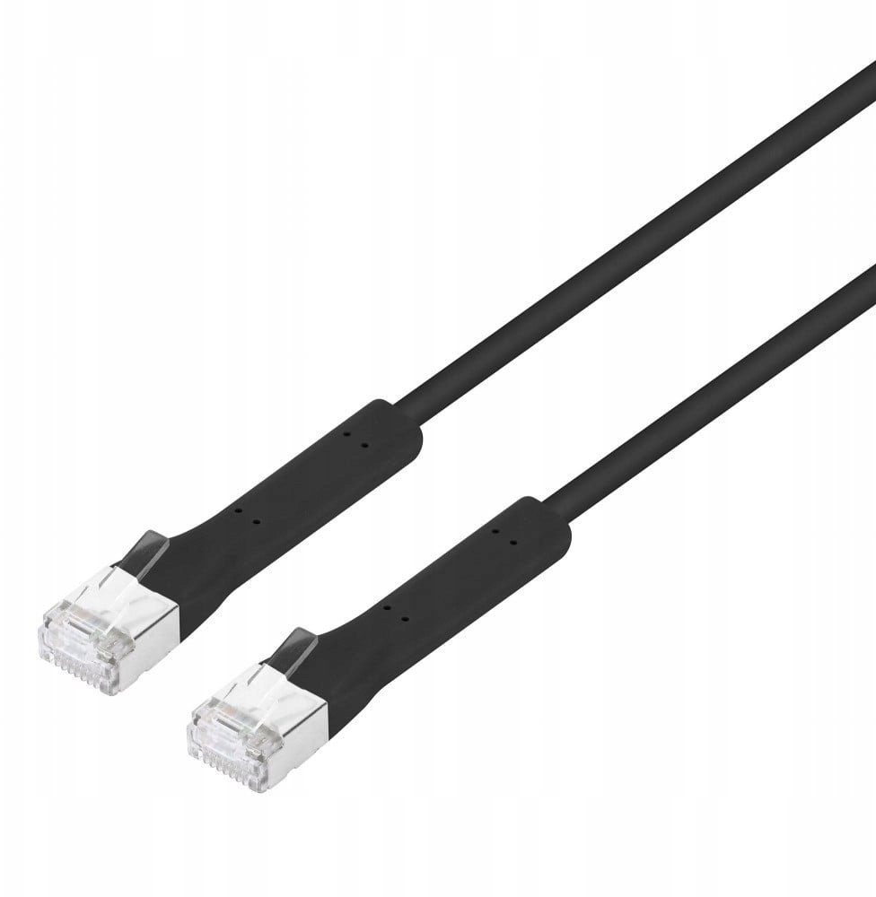 Patchcord Cat6a F/FTP 0,3m 100% CU czarny FlexiBoot Slim INT_745062