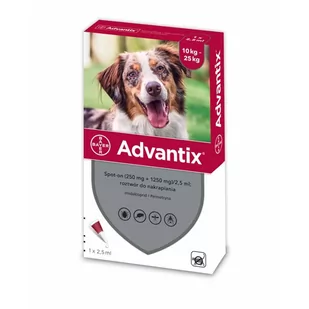 Bayer Advantix - dla psów 10-25kg (4 pipety x 2,5ml) - Artykuły przeciw pasożytom - miniaturka - grafika 1