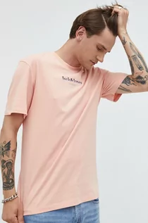 Koszulki męskie - Jack & Jones t-shirt bawełniany kolor różowy z aplikacją - grafika 1