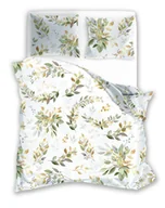 Pościel - Pościel 160x200 Flovery Liście biała zielona Faro - miniaturka - grafika 1