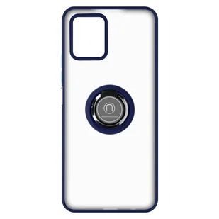 Vivo Y01 Etui Podstawka wideo z dwóch materiałów z metalicznym pierścieniem, niebieska - Etui i futerały do telefonów - miniaturka - grafika 1