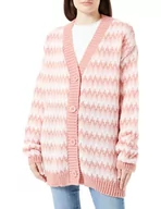 Swetry damskie - aleva Damski sweter z dzianiny z guzikami 15525004-AL04, różowy, wielokolorowy, M/L, Różowy, wielokolorowy., M-L - miniaturka - grafika 1