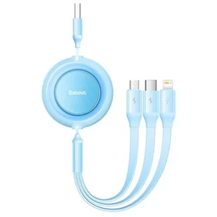 Baseus Bright Mirror 2 kabel przewód 3w1 USB Typ A - micro USB + Lightning + USB Typ C 3.5A 1.1m błękitny (CAMJ010017) - Złącza, przejściówki, adaptery - miniaturka - grafika 1
