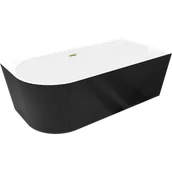Wanny - Mexen Silo wanna wolnostojąca narożna prawa ryflowana 170 x 80 cm, biała/czarna, przelew złoty szczotkowany - 52891708075P-55 - miniaturka - grafika 1