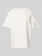 Koszulki i topy damskie - T-shirt o kroju oversized z nadrukiem z logo - miniaturka - grafika 1