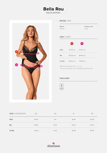 Komplet Bella Rou top + figi Czarny (Rozmiar XS/S) - Piżamy damskie - miniaturka - grafika 5