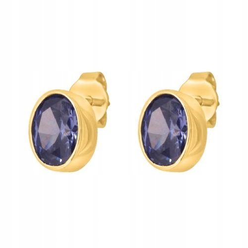 Złote kolczyki damskie 585 2.99g szer.5.00 mm 14k z kamieniem na sztyft