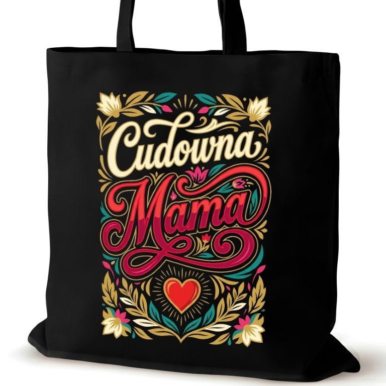 Torba bawełniana dla MAMY czarna na ramię śmieszna prezent zakupowa