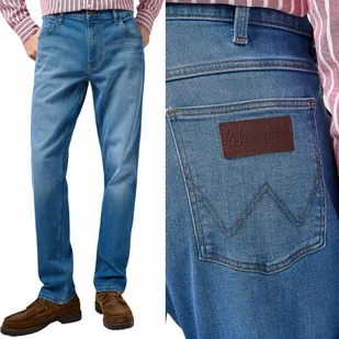Wrangler GREENSBORO Mosaic proste wygodne spodnie jeansowe na lato W30 L32 - Spodnie męskie - miniaturka - grafika 1