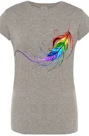 Koszulki i topy damskie - Pióro Kolorowe Damski Modny T-Shirt Rozm.L - miniaturka - grafika 1