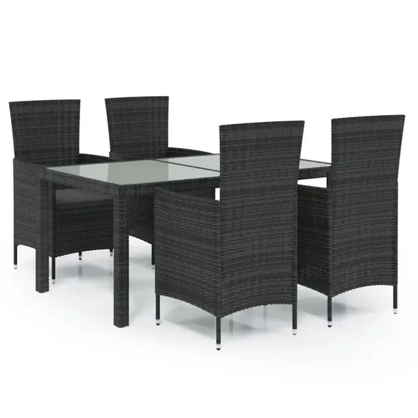Komplet mebli ogrodowych czarny, stół 150x90x75 cm, krzesła 61x60x88 cm
