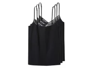 Koszulki i topy damskie - esmara® Podkoszulki damskie z bawełną, 3 sztuki (Czarny, L(44/46)) - miniaturka - grafika 1