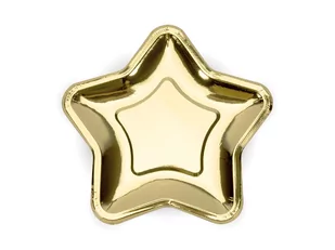 PartyDeco Talerzyki papierowe "Gwiazdki", złote chrom, 23 cm, 6 szt TPP34-019ME - Naczynia i sztućce jednorazowe - miniaturka - grafika 1