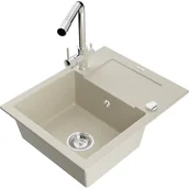 Zlewozmywaki z baterią - Mexen Enzo zlewozmywak granitowy 1-komorowy z ociekaczem i baterią kuchenną Duero, beżowy - miniaturka - grafika 1
