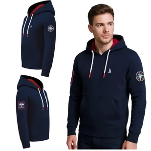 Bluza męska kangurka z kapturem granatowa Captain Mike SAILING L - Bluzy męskie - miniaturka - grafika 1