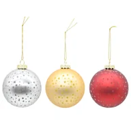 Bombki - Bombka szklana w gwiazdki 8 cm złoty / czerwony / srebrny - miniaturka - grafika 1