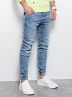 Spodnie męskie - Spodnie męskie jeansowe joggery - jasnoniebieskie P907 - miniaturka - grafika 1