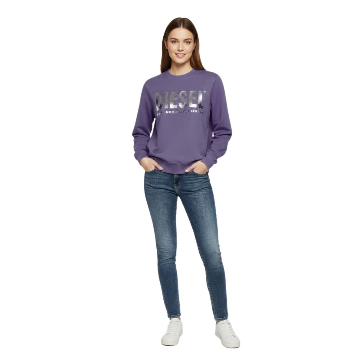 Bluza damska Diesel Ang bawełniana fioletowa klasyczna-S