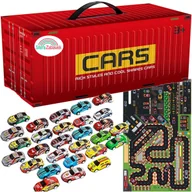 Zabawki konstrukcyjne - Kontener Zestaw Samochodów Metalowe Autka Resoraki Z Napędem + Mata Miasto Skrzynka - miniaturka - grafika 1