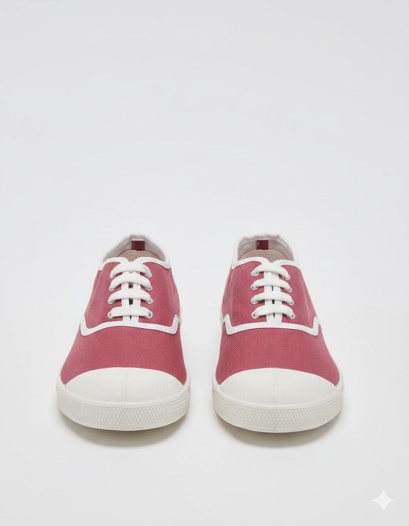 BENSIMON TRAMPKI DAMSKIE RÓŻOWE MATERIAŁOWE Z BIAŁĄ PODESZWĄ 40 3DA