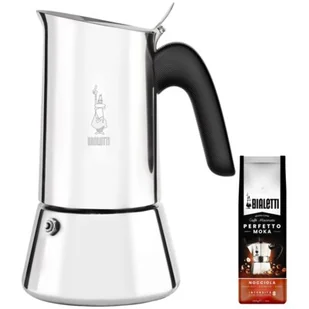 Bialetti Kawiarka Venus 6 TZ Srebrny + kawa Perfetto Moka Nocciola 200g | - Zaparzacze i kawiarki - miniaturka - grafika 1