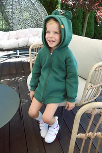Bluza z uszami misia - zielona - Bluzy i sweterki niemowlęce - miniaturka - grafika 1