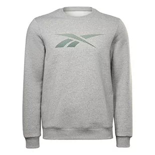 Reebok Męska bluza z logo Crew z długim rękawem, Medium Grey Heather/Harmony Green, S - Bluzy męskie - miniaturka - grafika 1