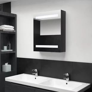 vidaXL vidaXL Szafka łazienkowa z lustrem i LED lśniąca czerń 50x14x60 cm 326481 - Szafki łazienkowe - miniaturka - grafika 1