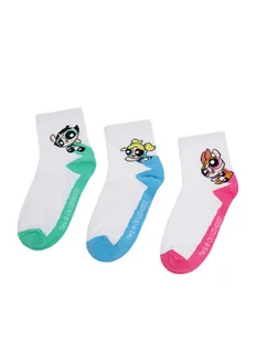 Powerpuff Girls Skarpety krótkie CEO-ACCCS-AW25-314WBPPG(3-PACK) Biały - Skarpetki dla dzieci - miniaturka - grafika 1