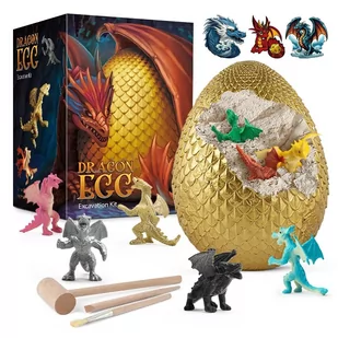 DUŻE XXL JAJO SMOKA Dragon Egg WYKOPALISKA ZABAWKI DLA DZIECI PREZENT Dinozaury +12 KART - Mały naukowiec - miniaturka - grafika 1