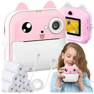 Aparaty natychmiastowe - APARAT NATYCHMIASTOWY 2.1 KAMERA DRUKARKA TERMICZNA 3W1 RÓŻ+13 ROLEK - miniaturka - grafika 1