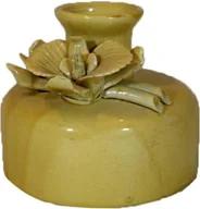 Wazony i flakony - Żółty Mini Wazon z Ozdobnym Kwiatkiem - miniaturka - grafika 1
