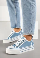 Trampki damskie - Jasnoniebieskie Trampki na Grubej Podeszwie z Cyrkoniami Asgerda - miniaturka - grafika 1