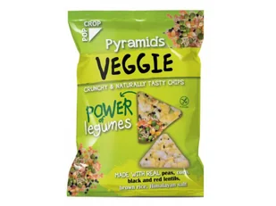 Popcrop - Bezglutenowe piramidki kukurydziane z zielonym groszkiem, 25 g - Chipsy - miniaturka - grafika 1