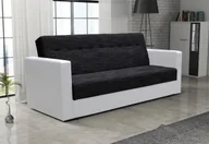 Sofy i kanapy - Nowoczesna sofa rozkładana MALIN, czarna + biała skóra ekologiczna - miniaturka - grafika 1