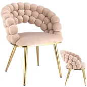 Krzesła - Stylowe krzesło do salonu, welurowe, Bella, beżowe - miniaturka - grafika 1