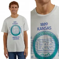 Koszulki męskie - Lee 80'S GRAPHIC TEE Foggy RELAXED LUŹNY SZARY T-SHIRT BAWEŁNA KOSZULKA XL - miniaturka - grafika 1