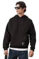 Bluzy męskie - TRENDYOL MAN BLUZA MĘSKA Z KAPTUREM CZARNA Z NADRUKIEM NA PRZODZIE XXL 5DA - miniaturka - grafika 1